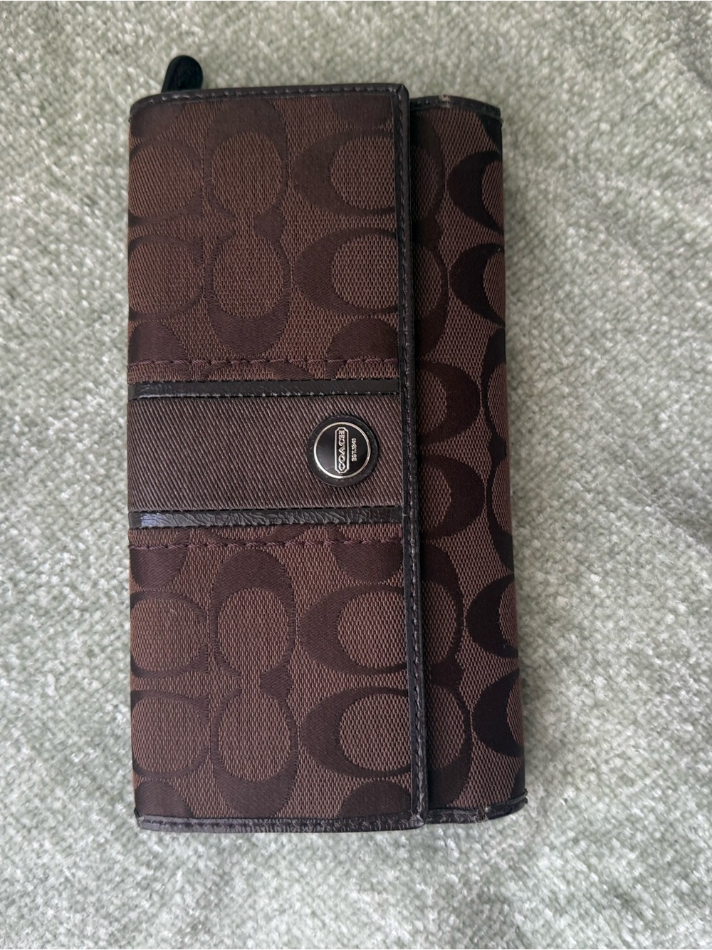 Vintage Y2K Coach Signature Monogram Trifold Wallet
